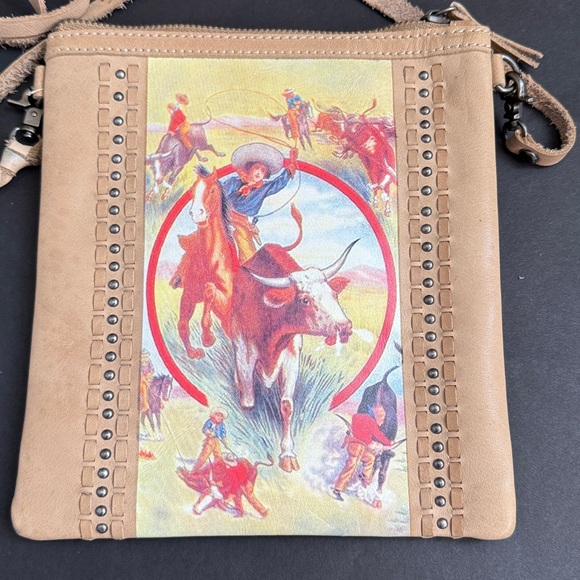 Montana West 100% Leather Rodeo Collection “Ride Em” Crossbody Bag  *read detail - Picture 8 of 12